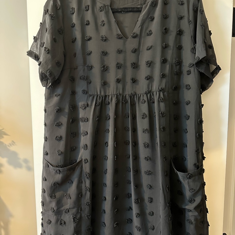 Elegant Black Textured Mini Dress